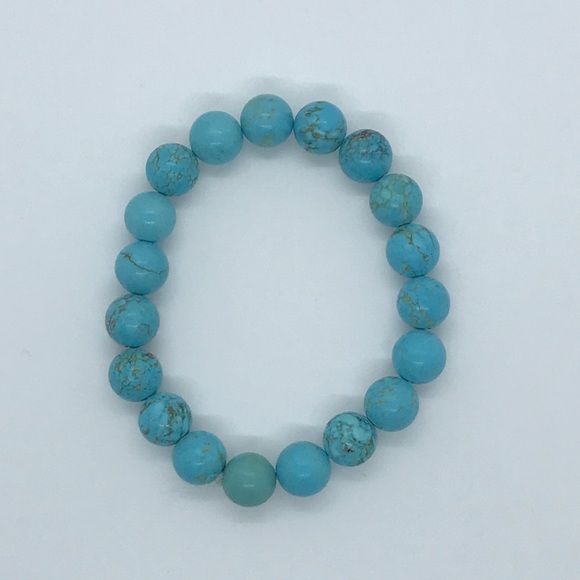 Turquoise stretchy beaded bracelet - Picture 2 of 2
